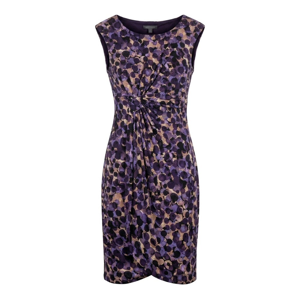 Connected Apparel‎ Purple Abstract Dot Knot Front Sleeveless Sheath Dress Size 8